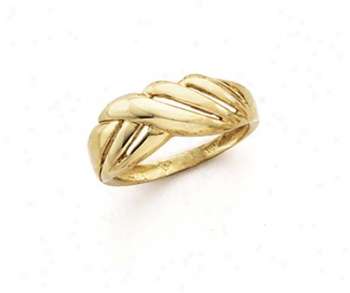 14k Swirl 2 Stripes Ring