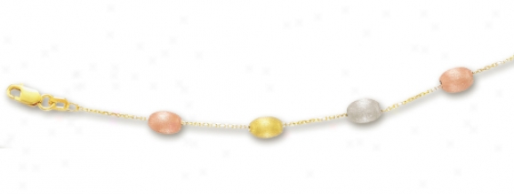 14k Tricolor Fancy Pebbles Bracelet - 7.25 Inch