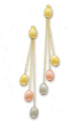 14k Tricolor Fancy Pebbles Earrings