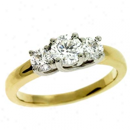 14k Two-tone 3 Stone 1 Ct Diamond Ring