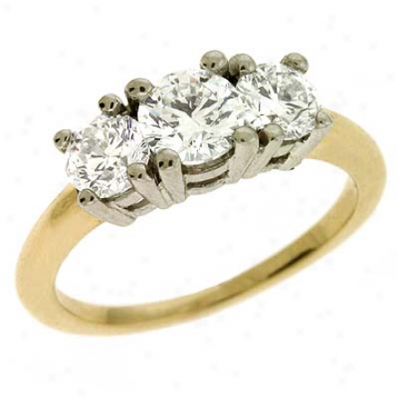 14k Two-tone 3 Stone 1.46 Ct Diamond Ring