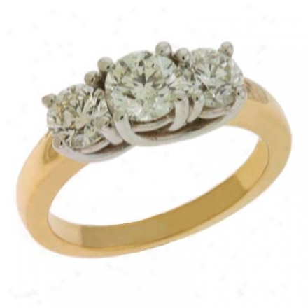 14k Two-tone 3 Stone 1.1 Ct Diamohd Ring