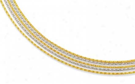 14k Two-tone 5 Strands Fancy Necklace - 18 Inch