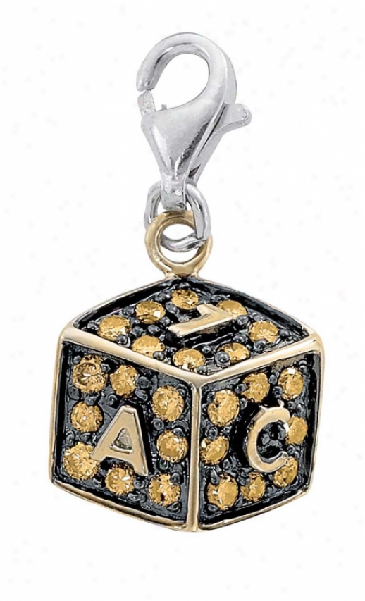 14k Two-tone Abc Cube Round 1.5 Mm Rhombus Charm