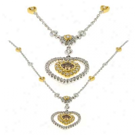 14k Two-tone Brown Diamon d0.94 Ct Diamond Necklace