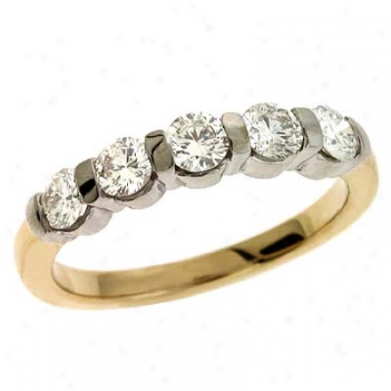 14k Two-tone Channel-set Round 0.9 Ct Diamond Band Ring