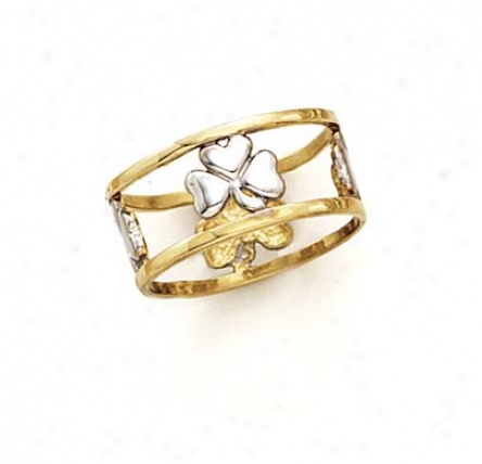 14kT wo-tone Clover Band Ring