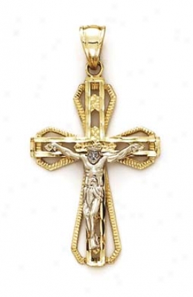 14k Two-tone Cross Arrow Style Pendant