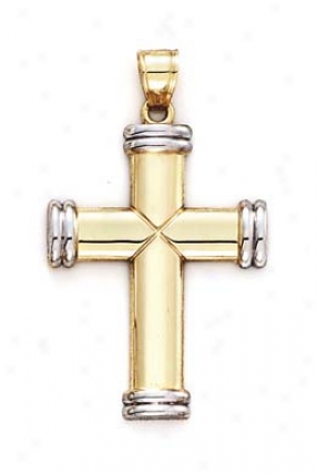 14k Two-tone Cross Cap End Vain scholar