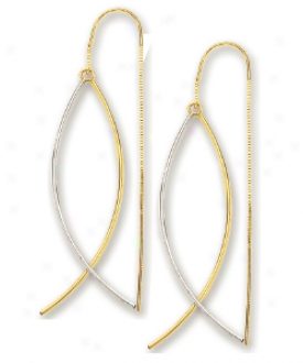 14k Two-tone Curv3 Bars Threader Earrings