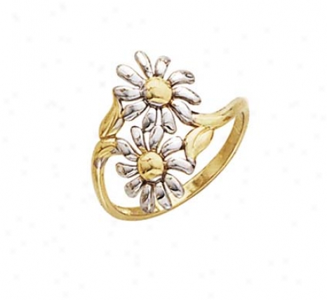 14k Two-tone Daisy Ring