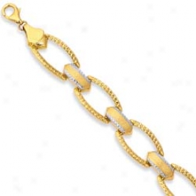 14k Two-tone Diamond Accentee Link Bracelet - 7.5 Inch