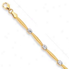 14k Two-tone Diamond Cut Bracelet - 7.25 Inch