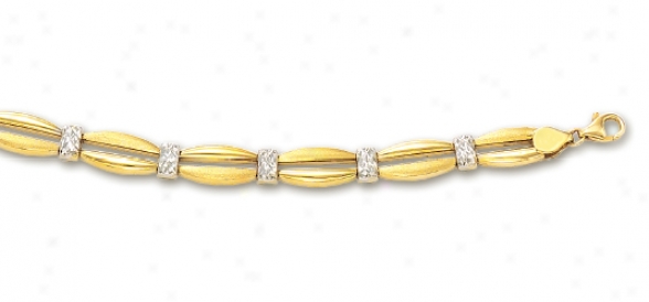 14k Two-tone Diamond-cut Fancy Bracelet - 7.25 Inch