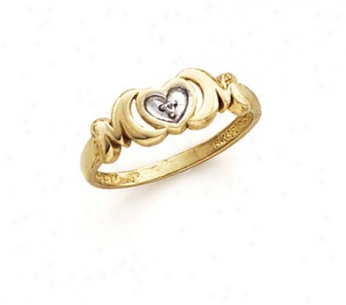 14k Two-tone Diamond Heart Ring