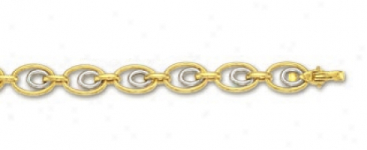 14k Two-tone Double Oval Link Bracelet - 7.25 Inch