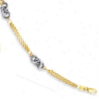 14k Two-tone Double Strand Bracelet - 7 Inch