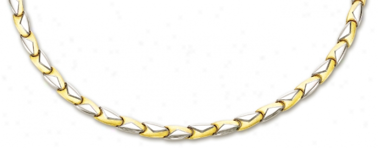 14k Two-tone Elegant Fancy Design Necklace - 17 Inch