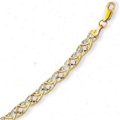 14k Two-tonr Fancy Celtic Bracelet - 7.25 Inch