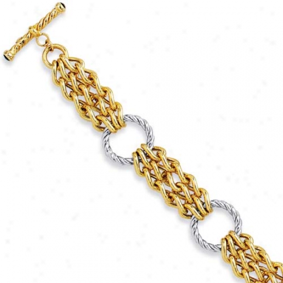 14k Two-tone Fancy Libk Design Bracelet - 7.5 Inch