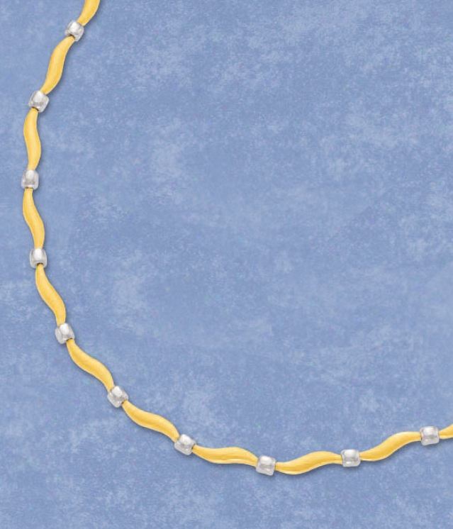 14k Two-tone Fancy Link Necklace - 17 Inch