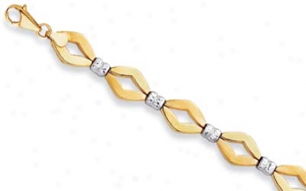 14k Two-tone Fancy Open Link Bracelet - 7.5 Inch