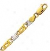 14k Two Tone Gold 22 Inch X 4.4 Mm Tiger Watch Link Necklace