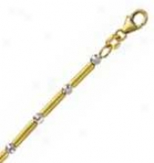 14k Two Tone Gold Wy 7 Inch X 3.0 Mm Tubetto Chain Bracelet