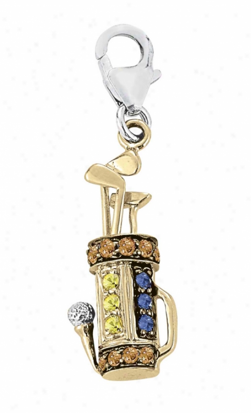 14kk Two-tone Golf Round 1.5 Mm Sapphire Charm