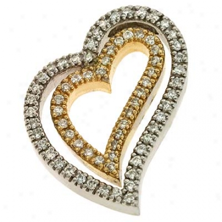 14k Two-tone Heart 0.56 Ct Diamond Pendant