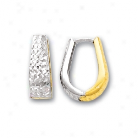 14k Two-tone Hinged Earrings