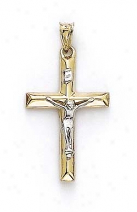 14k Two-tone Hollow Crucifix Pendant