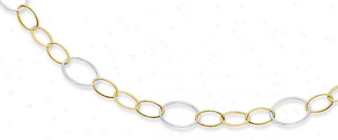 14k Two-tone Large Oval Connect Necklace - 38 Inch