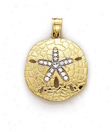 14k Two-tone Large Sanddollar Pendant