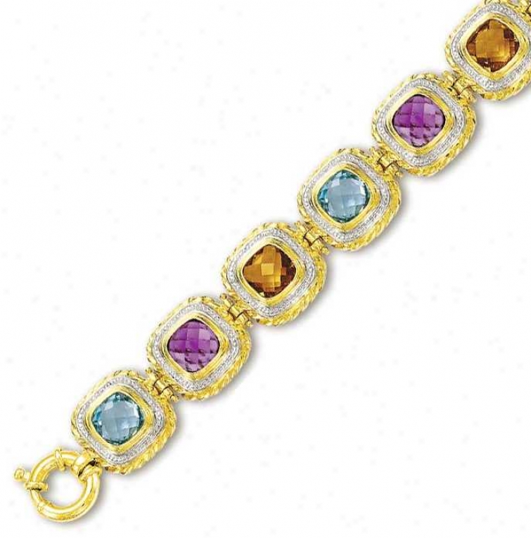 14kT wo-tone Magnificent Gemstone Bracelet - 7.5 Inch
