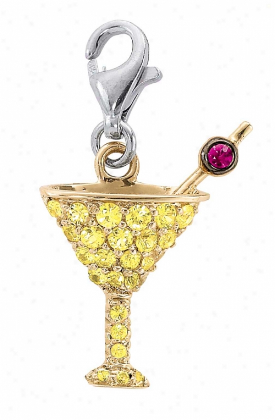 14k Two-tone Martini Glass Round 1.5 Mm Ruby Charm