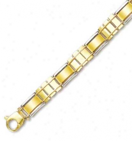 14k Two-tone Mens Fancy Connective Bracelet - 8.5 Inch