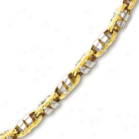 14k Two-tone Mens Fancy Link Bracelet - 8.75 Inch