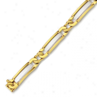 14k Two-tone Mehs Link Bracelet - 8.25 Inch