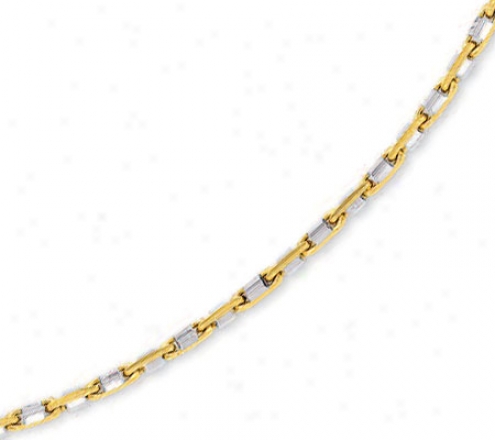 14k Two-tone Mens Link Necklace - 24 Inch