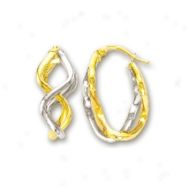 14k Two-tone Modern Zgzag Earrings