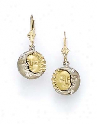 14k Two-tone Moon Sun Earrings