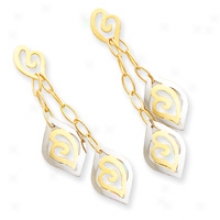 14k Two-tone Oval Link Wih Dangle Post Earrings