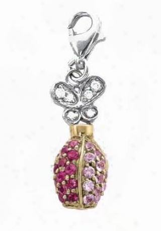 14 kTwo-tonee Perfume Bottle Pink Sapphire And Diamond Charm