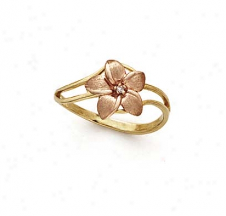 14k Two-tone Plumeria Diamond Ring