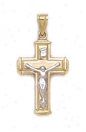 14k Two-tone Polished Crucifix Pendant