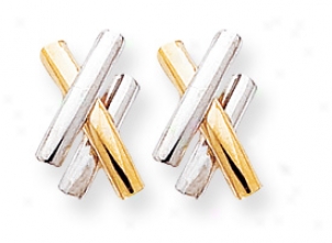 14k Two-tone Polished X Post Earrings