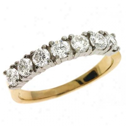 14k Two-tone Prong-set 0.88 Ct Diamond Band Ring