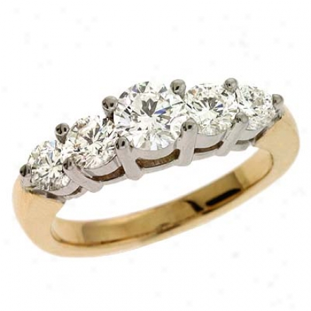 14k Two-tone Prong-set 1.44 Ct Diamond Band Ring