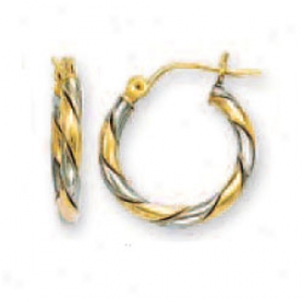 14k Two-tone Small Swirl Hoop Earrings